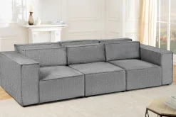 Design 3-Sitzer Sofa BOSSA NOVA 260cm grau Chenille XXL-Couch