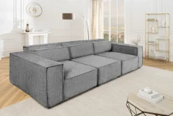Design 3-Sitzer Sofa BOSSA NOVA 260cm grau Chenille XXL-Couch