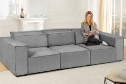 Design 3-Sitzer Sofa BOSSA NOVA 260cm grau Chenille XXL-Couch