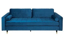 Design 3-Sitzer Sofa COZY VELVET 220cm petrol blau Samt Federkern Lounge