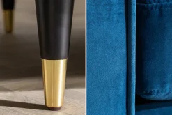 Design 3-Sitzer Sofa COZY VELVET 220cm petrol blau Samt Federkern Lounge