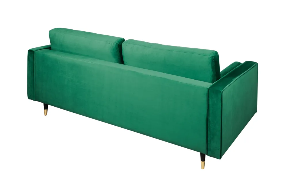 Design 3-Sitzer Sofa COZY VELVET 220cm smaragdgrün Samt Federkern Lounge