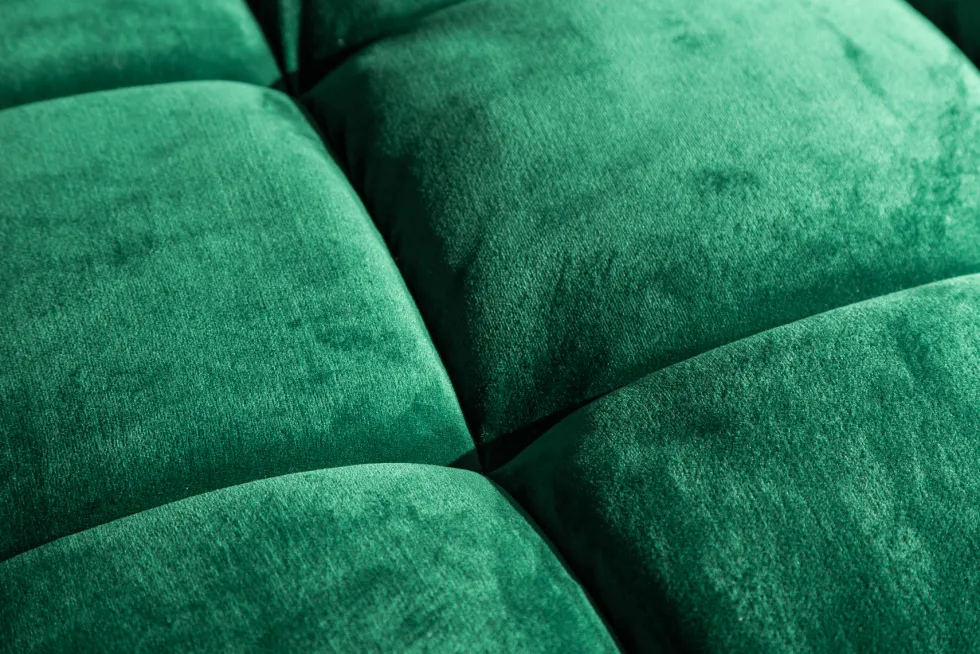 Design 3-Sitzer Sofa COZY VELVET 220cm smaragdgrün Samt Federkern Lounge