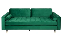 Design 3-Sitzer Sofa COZY VELVET 220cm smaragdgrün Samt Federkern Lounge