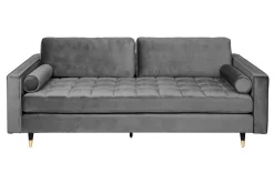 Design 3-Sitzer Sofa COZY VELVET 220cm grau Samt Federkern Lounge
