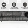 Design 3-Sitzer Sofa NOBLESSE 225cm grau Samt Federkern schwarze Metallfüße