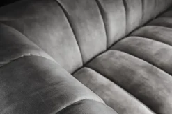 Design 3-Sitzer Sofa NOBLESSE 225cm grau Samt Federkern schwarze Metallfüße