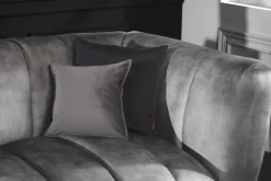 Design 3-Sitzer Sofa NOBLESSE 225cm grau Samt Federkern schwarze Metallfüße