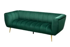 Design 3-Sitzer Sofa NOBLESSE 225cm smaragdgrün Samt Federkern goldene Metallfüße