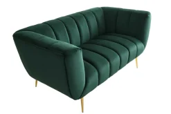 Design 2-Sitzer Sofa NOBLESSE 165cm smaragdgrün Samt Federkern goldene Metallfüße