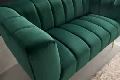 Design 2-Sitzer Sofa NOBLESSE 165cm smaragdgrün Samt Federkern goldene Metallfüße