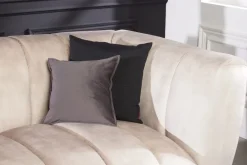Design 3-Sitzer Sofa NOBLESSE 225cm champagner beige Samt 3-Sitzer Federkern schwarze Metallfüße