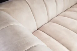 Design 3-Sitzer Sofa NOBLESSE 225cm champagner beige Samt 3-Sitzer Federkern schwarze Metallfüße