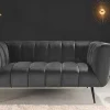 Design 2-Sitzer Sofa NOBLESSE 165cm grau Samt schwarze Metallfüße Federkern