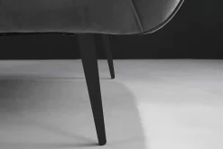Design 2-Sitzer Sofa NOBLESSE 165cm grau Samt schwarze Metallfüße Federkern
