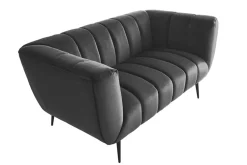Design 2-Sitzer Sofa NOBLESSE 165cm grau Samt schwarze Metallfüße Federkern