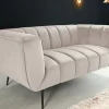 Design 2-Sitzer Sofa NOBLESSE 165cm champagner Samt schwarze Metallfüße Federkern