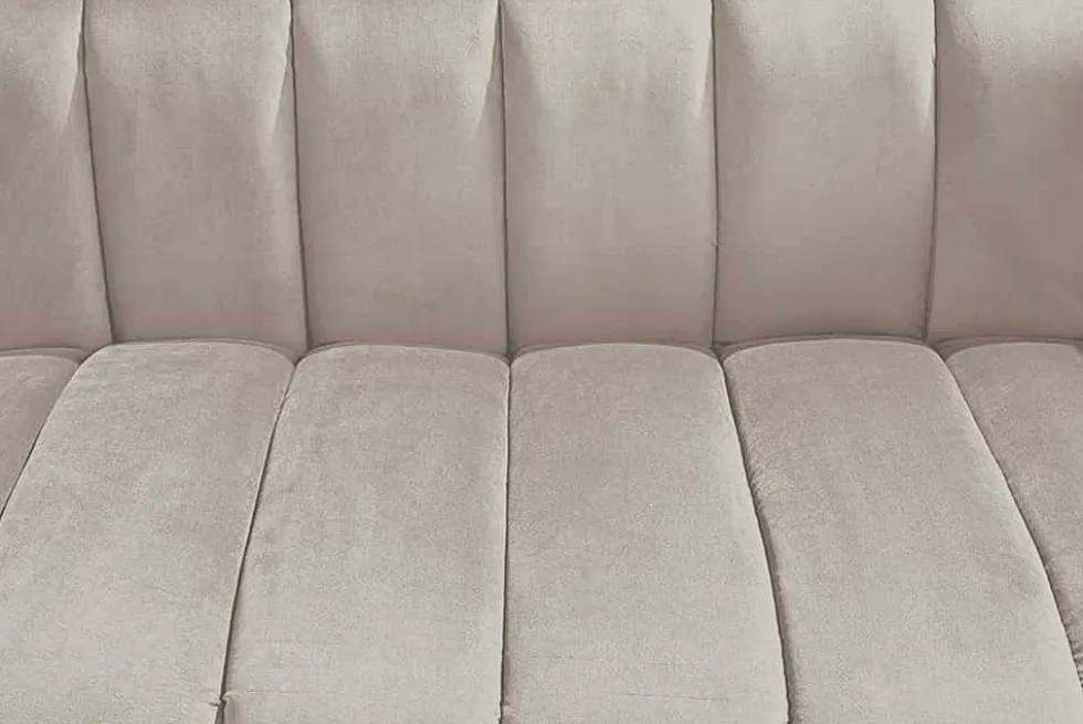 Design 2-Sitzer Sofa NOBLESSE 165cm champagner Samt schwarze Metallfüße Federkern