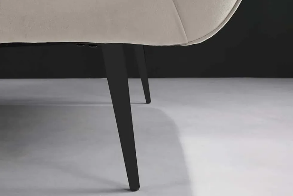 Design 2-Sitzer Sofa NOBLESSE 165cm champagner Samt schwarze Metallfüße Federkern