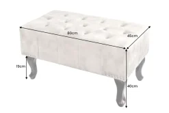 Design Sitzhocker CHESTERFIELD 80cm champagner beige Samt Knopfheftung Nietenbesatz
