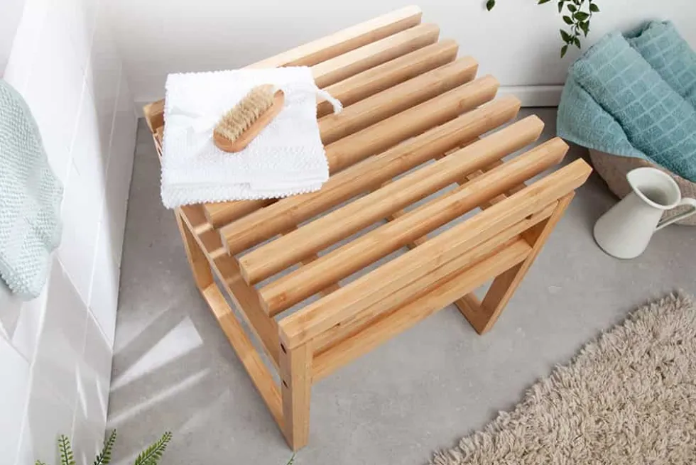 Design Sitzhocker LAGOON SPA 40cm Bambusholz Badhocker