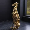 Design Skulptur GREYHOUND 70cm gold Metall Aluminium Windhund Figur