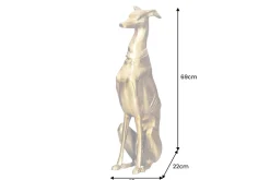 Design Skulptur GREYHOUND 70cm gold Metall Aluminium Windhund Figur