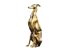 Design Skulptur GREYHOUND 70cm gold Metall Aluminium Windhund Figur