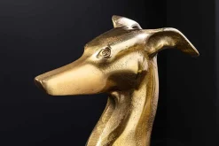 Design Skulptur GREYHOUND 70cm gold Metall Aluminium Windhund Figur