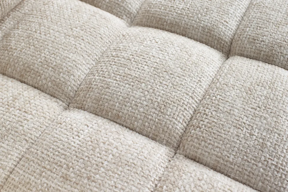 Design Sofa COZY VELVET 220cm beige Chenille Federkern 3-Sitzer mit goldener Kappe