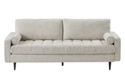 Design Sofa COZY VELVET 220cm beige Chenille Federkern 3-Sitzer mit goldener Kappe