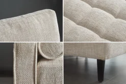 Design Sofa COZY VELVET 220cm beige Chenille Federkern 3-Sitzer mit goldener Kappe