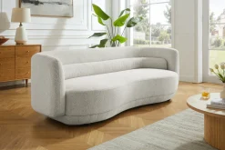 Design Sofa GATSBY 230cm beige Chenille Federkern 3-Sitzer Couch Rundum-Bezug