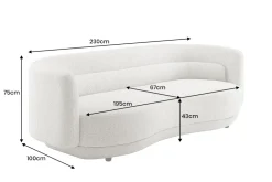 Design Sofa GATSBY 230cm greige Chenille Federkern 3-Sitzer Couch Rundum-Bezug