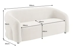 Design Sofa VOGUE 200cm beige Chenille Cremona 3-Sitzer Couch mit Nosagfederung