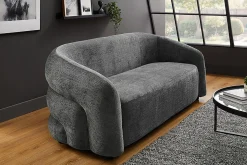 Design Sofa VOGUE 200cm grau Chenille Cremona 3-Sitzer Couch mit Nosagfederung