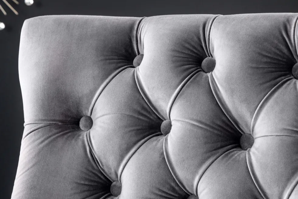 Design Sofabank CASTLE DELUXE 165cm grau Samt Löwenkopf Chesterfield Barock