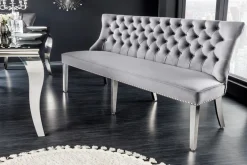 Design Sofabank CASTLE DELUXE 165cm grau Samt Löwenkopf Chesterfield Barock