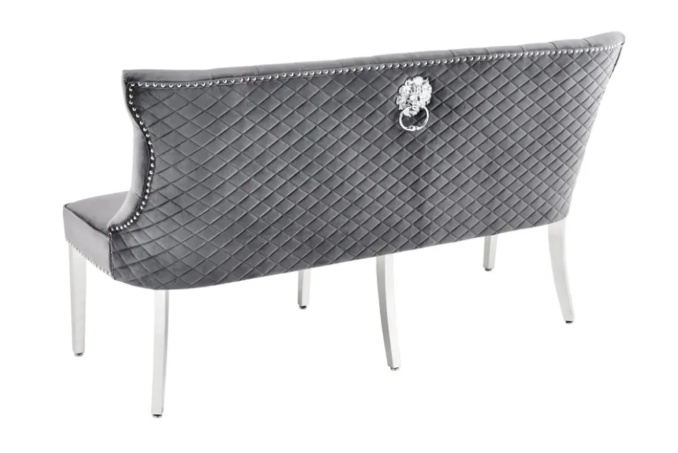 Design Sofabank CASTLE DELUXE 165cm grau Samt Löwenkopf Chesterfield Barock
