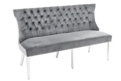 Design Sofabank CASTLE DELUXE 165cm grau Samt Löwenkopf Chesterfield Barock