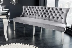 Design Sofabank CASTLE DELUXE 165cm grau Samt Löwenkopf Chesterfield Barock