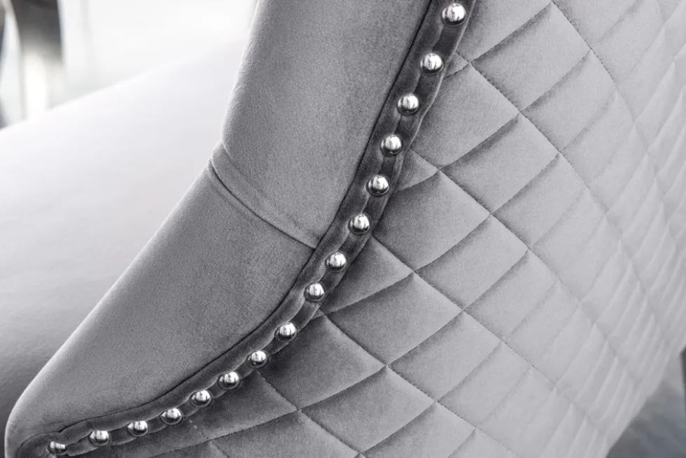 Design Sofabank CASTLE DELUXE 165cm grau Samt Löwenkopf Chesterfield Barock