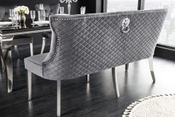 Design Sofabank CASTLE DELUXE 165cm grau Samt Löwenkopf Chesterfield Barock