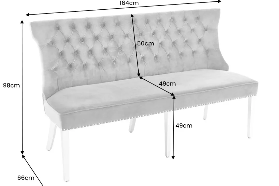 Design Sofabank CASTLE DELUXE 165cm grau Samt Löwenkopf Chesterfield Barock