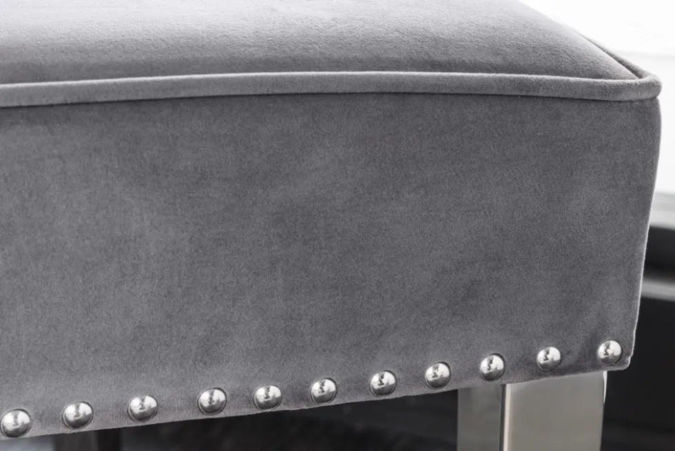 Design Sofabank CASTLE DELUXE 165cm grau Samt Löwenkopf Chesterfield Barock