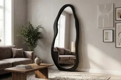 Design Spiegel ORGANIC 180cm schwarz Standspiegel Wandspiegel abgerundeter Rahmen