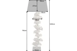 Design Stehlampe GINKGO 122cm schwarz Stoffschirm silber Metall handmade Marmor-Fuß