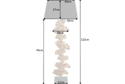 Design Stehlampe GINKGO 122cm schwarz Stoffschirm gold Metall handmade Marmor-Fuß