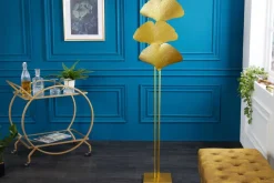 Design Stehlampe GINKGO 160cm gold Metall