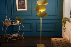 Design Stehlampe GINKGO 160cm gold Metall